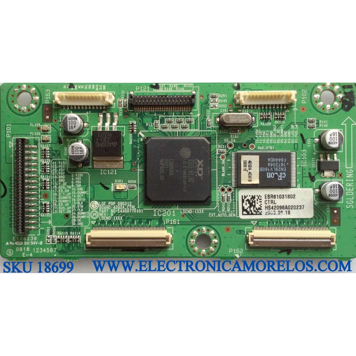 MAIN LOGICA / LG EBR61031802 / EAX60770101 / PANEL PDP42G20024 / MODELO 42PQ10-UB / 42PQ30C-UA	